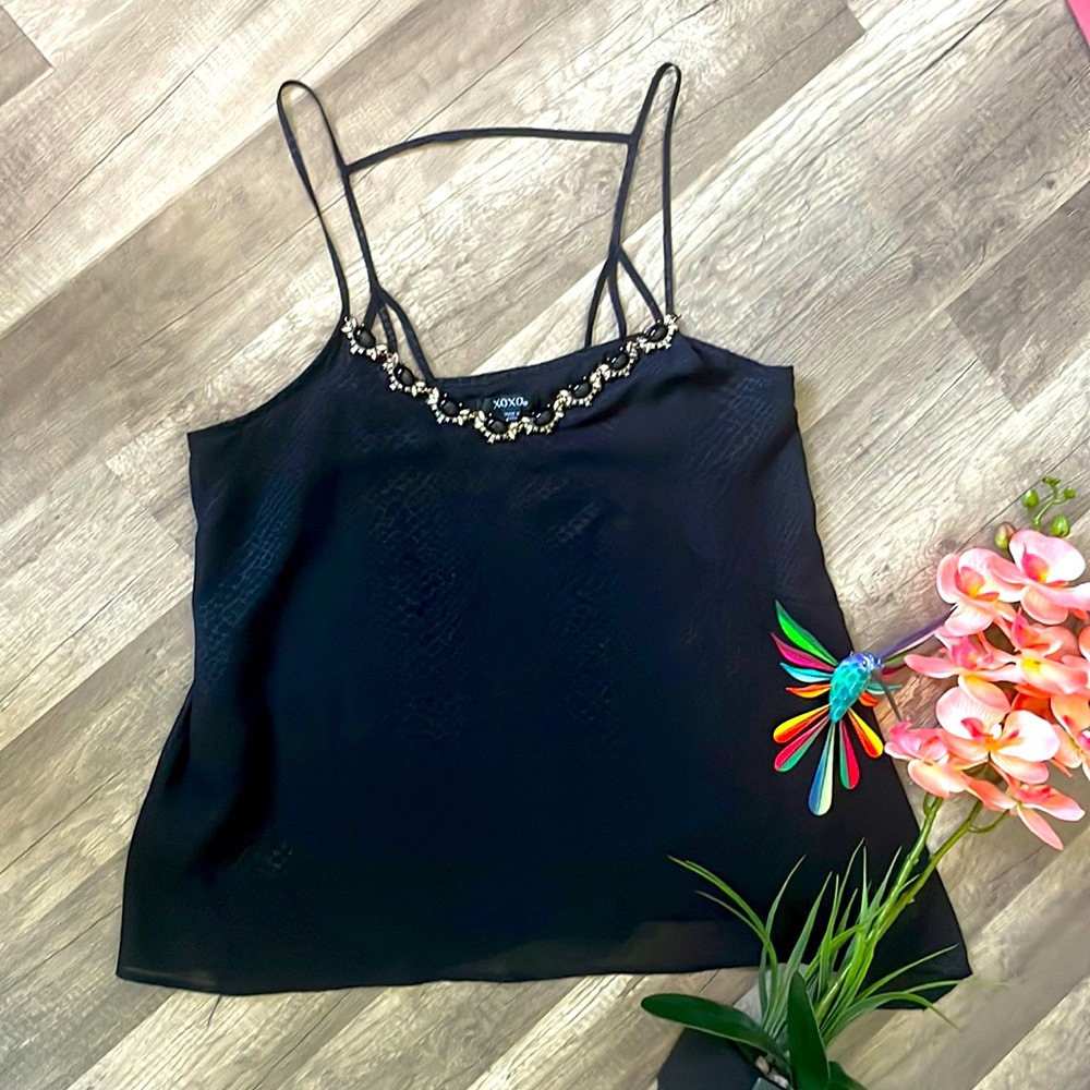 XOXO black snake print top